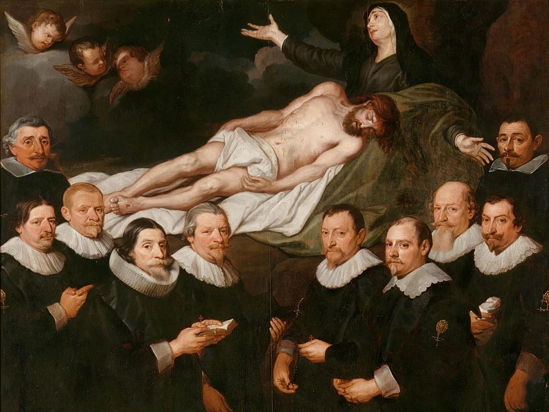 1606-Peter Franchoijs - Ritratti di dieci membri di varie corporazioni della città, inginocchiati davanti a una Pietà